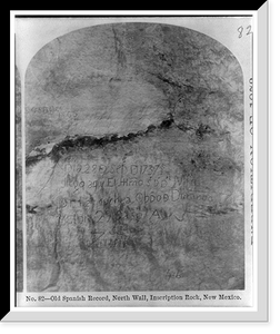 Historic Framed Print, Old Spanish record north wall Inscription Rock New Mexico.,  17-7/8" x 21-7/8"