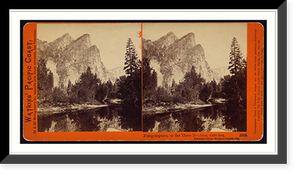 Historic Framed Print, Pompompasos or the Three Brothers 4480 feet Yosemite Valley Mariposa County Cal.,  17-7/8" x 21-7/8"