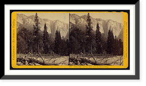 Historic Framed Print, Ribbon Fall (1800 feet high) from Merced River,  17-7/8" x 21-7/8"