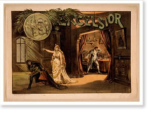 Antique Playbill - Excelsior - Framed Wall Art Gift Idea