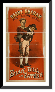 Historic Framed Print, Harry Braham in his original specialty Silly Bill and father,  17-7/8" x 21-7/8"
