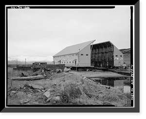 Naval Operating Base Dutch Harbor & Fort Mears, Iliuliuk Submarine Base Marine Railway Ship Repair Shed, Unalaska, Aleutian Islands, AK, Antique Print
