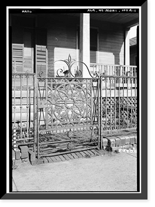 Historic Framed Print, 215 South Conception Street (Iron Fence & Gate), Mobile, Mobile County, AL,  17-7/8" x 21-7/8"