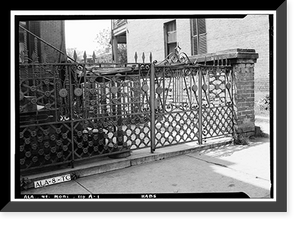 Historic Framed Print, 251 Saint Joseph Street (Iron Fence & Gate), Mobile, Mobile County, AL,  17-7/8" x 21-7/8"