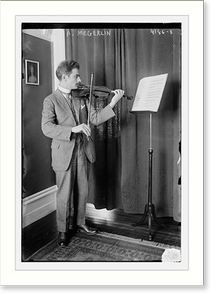 Vintage Americana Print - A. Megerlin with violin - Historic Wall Art Gift