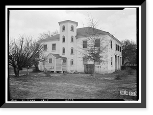 Historic Framed Print, Mount Vernon Arsenal, Center Building, Old Saint Stephens Road (County Road 96), Mount Vernon, Mobile County, AL - 2,  17-7/8" x 21-7/8"
