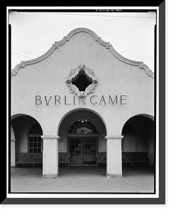 Southern Pacific Railroad Station, Burlingame Avenue & California Drive, Burlingame, San Mateo County, CA - 3, Historic Print