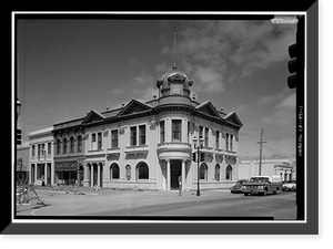 Historic Framed Print, Bank of San Mateo County, 2000-2002 Broadway, Redwood City, San Mateo County, CA,  17-7/8" x 21-7/8"