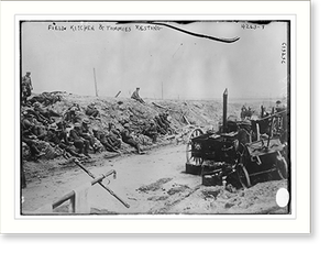 Vintage Americana Print - Field kitchen.Tommies resting