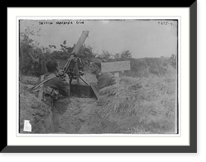 Historic Framed Print, British machine gun,  17-7/8" x 21-7/8"