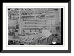 Historic Framed Print, Making plane wings,  17-7/8" x 21-7/8"