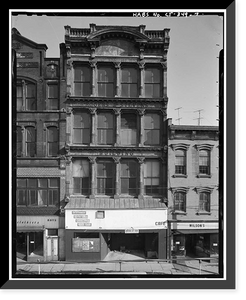 Historic Framed Print, South Main Street, Block 43 (Commercial Buildings), South Main & Washington Streets, South Norwalk, Fairfield County, CT - 7,  17-7/8" x 21-7/8"