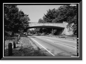 Historic Framed Print, Merritt Parkway, Plattsville Road Bridge, Spanning Merritt Parkway, Trumbull, Fairfield County, CT,  17-7/8" x 21-7/8"