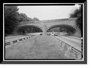 Historic Framed Print, Merritt Parkway, Frenchtown Road Bridge, Spanning Merritt Parkway, Trumbull, Fairfield County, CT,  17-7/8" x 21-7/8"