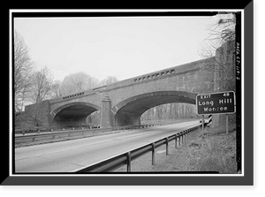 Historic Framed Print, Merritt Parkway, Frenchtown Road Bridge, Spanning Merritt Parkway, Trumbull, Fairfield County, CT - 2,  17-7/8" x 21-7/8"