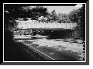 Historic Framed Print, Merritt Parkway, Madison Avenue Bridge, Spanning Merritt Parkway, Trumbull, Fairfield County, CT,  17-7/8" x 21-7/8"