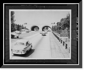 Historic Framed Print, Merritt Parkway, Nichols-Shelton Road Bridge, Spanning Merritt Parkway, Trumbull, Fairfield County, CT,  17-7/8" x 21-7/8"