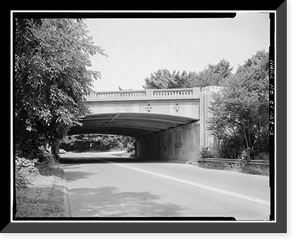 Historic Framed Print, Merritt Parkway, Wilton Road Bridge, Spanning Wilton Road/Route 33 at I-41, Westport, Fairfield County, CT - 3,  17-7/8" x 21-7/8"