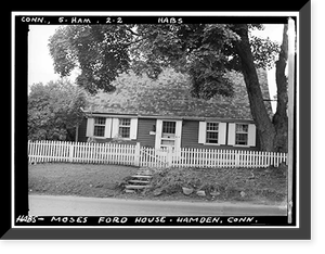 Historic Framed Print, Moses Ford House, 152 Waite Street, Hamden, New Haven County, CT,  17-7/8" x 21-7/8"