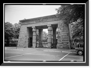 Historic Framed Print, Grove Street Cemetery Entrance, 227 Grove Street, New Haven, New Haven County, CT,  17-7/8" x 21-7/8"