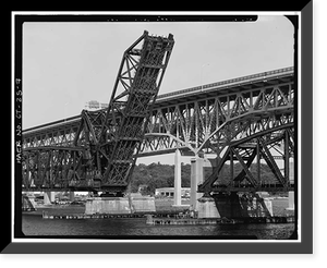 Historic Framed Print, New York, New Haven & Hartford Railroad, Groton Bridge, Spanning Thames River between New London & Groton, New London, New London County, CT - 7,  17-7/8" x 21-7/8"