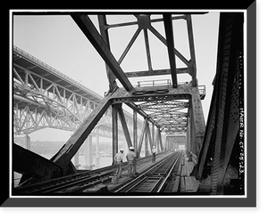 Historic Framed Print, New York, New Haven & Hartford Railroad, Groton Bridge, Spanning Thames River between New London & Groton, New London, New London County, CT - 23,  17-7/8" x 21-7/8"