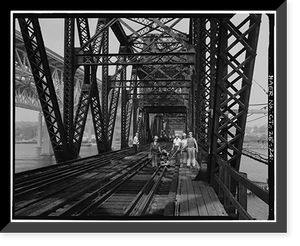 Historic Framed Print, New York, New Haven & Hartford Railroad, Groton Bridge, Spanning Thames River between New London & Groton, New London, New London County, CT - 24,  17-7/8" x 21-7/8"