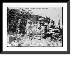 Historic Framed Print, British & French artillery observers,  17-7/8" x 21-7/8"