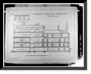 Gallaudet College, College Hall, Seventh & Florida Avenue Northeast, Washington, District of Columbia, DC - 7, Antique Print