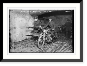 Historic Framed Print, Motor Cycle Ambulance .  Hero Land,  17-7/8" x 21-7/8"