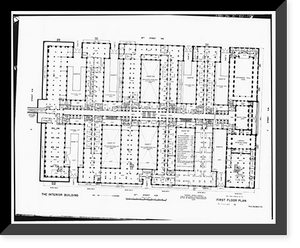Historic Framed Print, U.S. Department of the Interior, Eighteenth & C Streets Northwest, Washington, District of Columbia, DC - 155,  17-7/8" x 21-7/8"