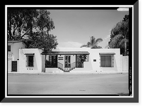 Historic Framed Print, La Flecha House, 6036 La Flecha, Rancho Santa Fe, San Diego County, CA,  17-7/8" x 21-7/8"