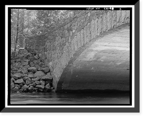 Historic Framed Print, Pohono Bridge, Spanning Merced River on Yosemite Valley Road, Yosemite Village, Mariposa County, CA - 5,  17-7/8" x 21-7/8"