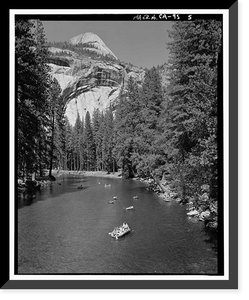 Historic Framed Print, Stoneman Bridge, Spanning Merced River on Stoneman Crossover Road, Yosemite Village, Mariposa County, CA - 5,  17-7/8" x 21-7/8"