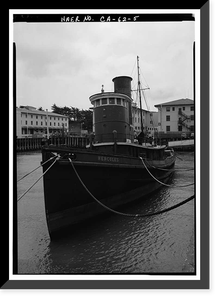 Historic Framed Print, Steam Tug HERCULES, Hyde Street Pier, San Francisco, San Francisco County, CA - 5,  17-7/8" x 21-7/8"