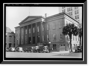 Historic Framed Print, Custom House, Bay & Bull Streets, Savannah, Chatham County, GA,  17-7/8" x 21-7/8"