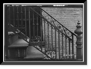 Historic Framed Print, Iron Balustrade at 203 East York Street, 203 East York Street, Savannah, Chatham County, GA,  17-7/8" x 21-7/8"
