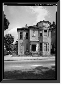 Historic Framed Print, Savannah Victorian Historic District, 1002 Drayton Street (House), Savannah, Chatham County, GA,  17-7/8" x 21-7/8"