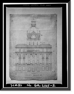 Historic Framed Print, Savannah City Hall, Bay & Bull Streets, Savannah, Chatham County, GA - 2,  17-7/8" x 21-7/8"