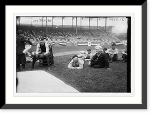 Joe Welling, boxer, amid Cleveland baseball players in stadium, 1918, Antique Wall Art