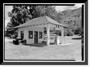 Historic Framed Print, Gas Station, Moloka'i Island, Kalaupapa, Kalawao County, HI,  17-7/8" x 21-7/8"