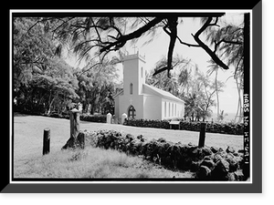 St. Philomena Roman Catholic Church, Moloka'i Island, Kalaupapa vicinity, Kalawao County, HI, Antique Print