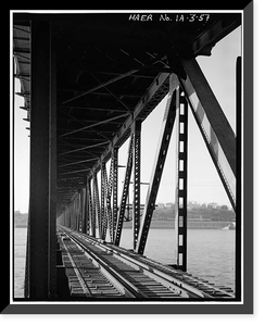 Historic Framed Print, Keokuk & Hamilton Bridge, Spanning Mississippi River, Keokuk, Lee County, IA - 57,  17-7/8" x 21-7/8"