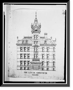 Iowa Hospital for the Insane, Main Building, West Main Street Vicinity, Clarinda, Page County, IA - 6 Classic, Antique Print