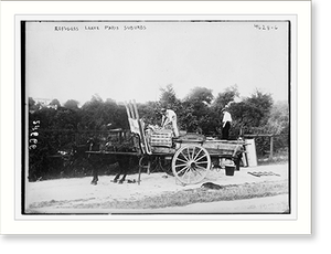 Vintage Americana Print - Refugees leave Paris suburbs