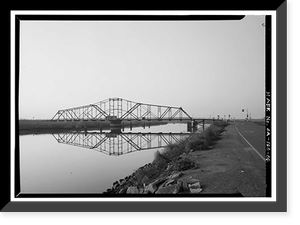 Historic Framed Print, Bacon Island Road Bridge, Spanning Middle River at Bacon Island Road, Stockton vicinity, San Joaquin County, CA - 6,  17-7/8" x 21-7/8"