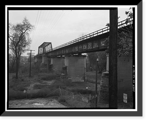 Historic Framed Print, Stanislaus River Bridge, Atchison, Topeka & Santa Fe Railway at Stanislaus, Riverbank vicinity, Stanislaus County, CA - 4,  17-7/8" x 21-7/8"