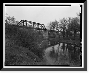 Historic Framed Print, Stanislaus River Bridge, Atchison, Topeka & Santa Fe Railway at Stanislaus, Riverbank vicinity, Stanislaus County, CA - 5,  17-7/8" x 21-7/8"