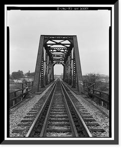 Historic Framed Print, Stanislaus River Bridge, Atchison, Topeka & Santa Fe Railway at Stanislaus, Riverbank vicinity, Stanislaus County, CA - 8,  17-7/8" x 21-7/8"