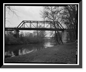 Historic Framed Print, Stanislaus River Bridge, Atchison, Topeka & Santa Fe Railway at Stanislaus, Riverbank vicinity, Stanislaus County, CA - 10,  17-7/8" x 21-7/8"